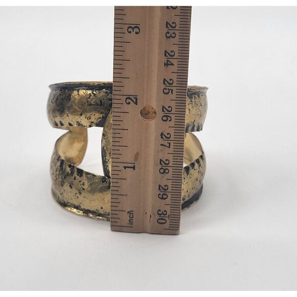 Anthropologie Intertwined Twist Tarnished Gold Tone Cuff Bracelet - Picture 6 of 12